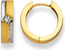 Immagine prodotto Natsumi Schmuck Orecchini a cerchio incernierati in oro bicolore 18K/750 con zirconia cubica (Oro giallo 750/18 K Oro giallo, Oro bianco 750/18 K)