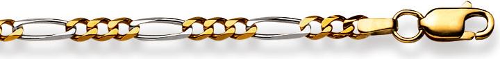 Image du produit Natsumi Schmuck Bracelet en or jaune/blanc 18C/750 Figaro 2.9mm (19 cm, 750/18 K Or jaune, Or blanc 750/18 K)