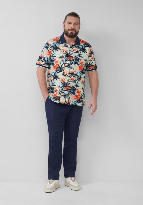 Actual product image S.Oliver Polo-Shirt Poloshirt aus Baumwolle mit All-over-Print (4XL)