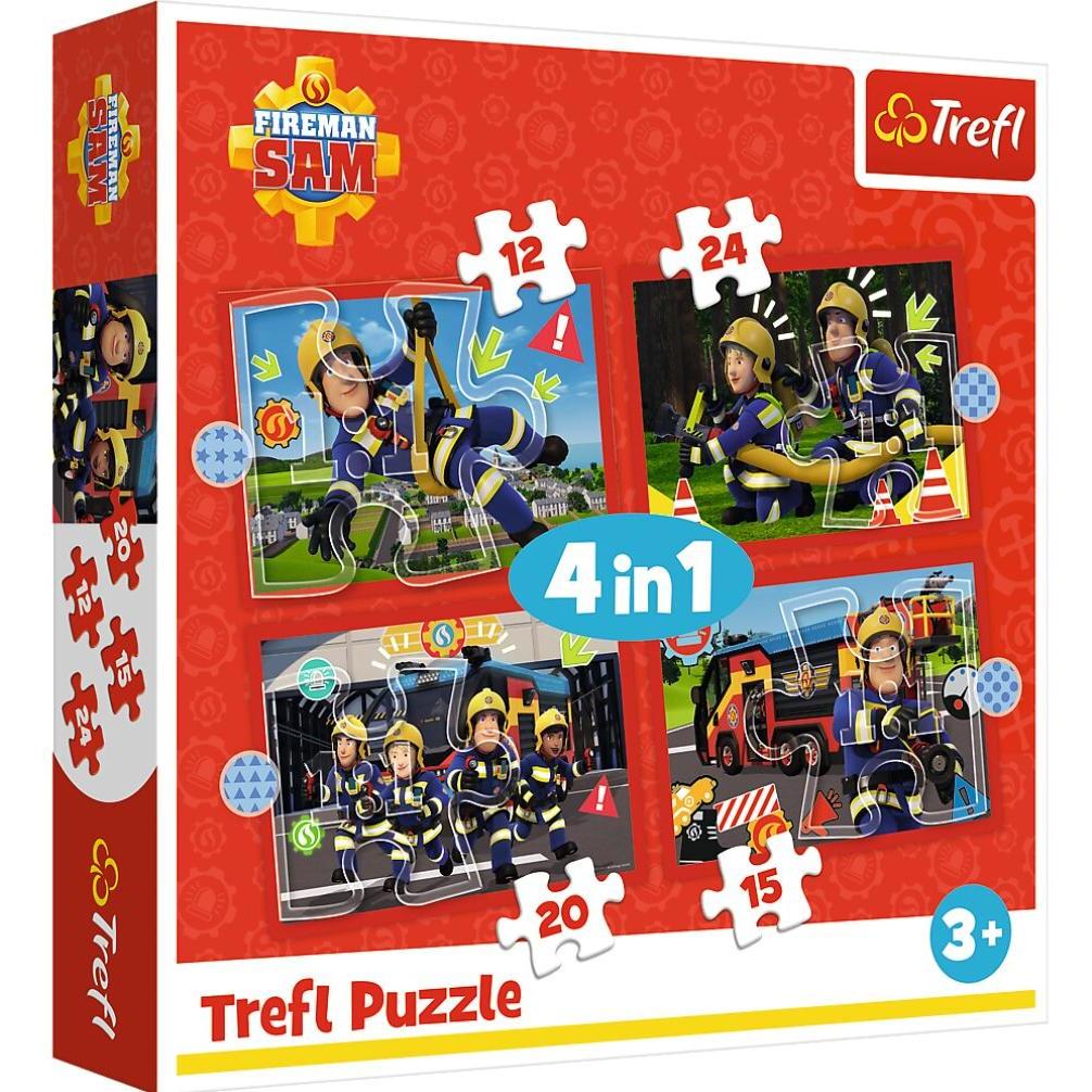 Trefl Puzzle 4 in 1 - Fireman Sam (12 pezzi)