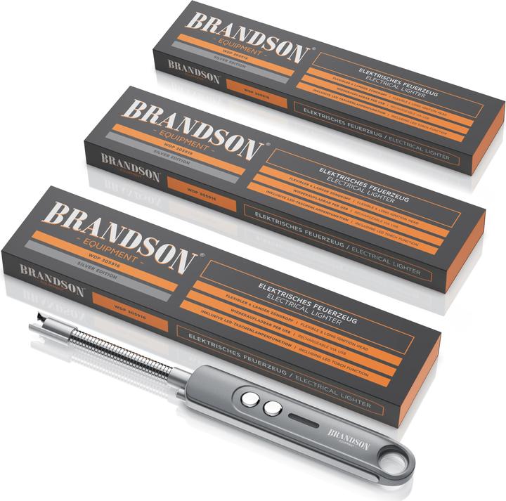 Produktbild Brandson 3x Stabfeuerzeug, Lichtbogen Feuerzeug elektrisch, Kerzenanzünder, USB aufladbar, für Kerze, Gasherd