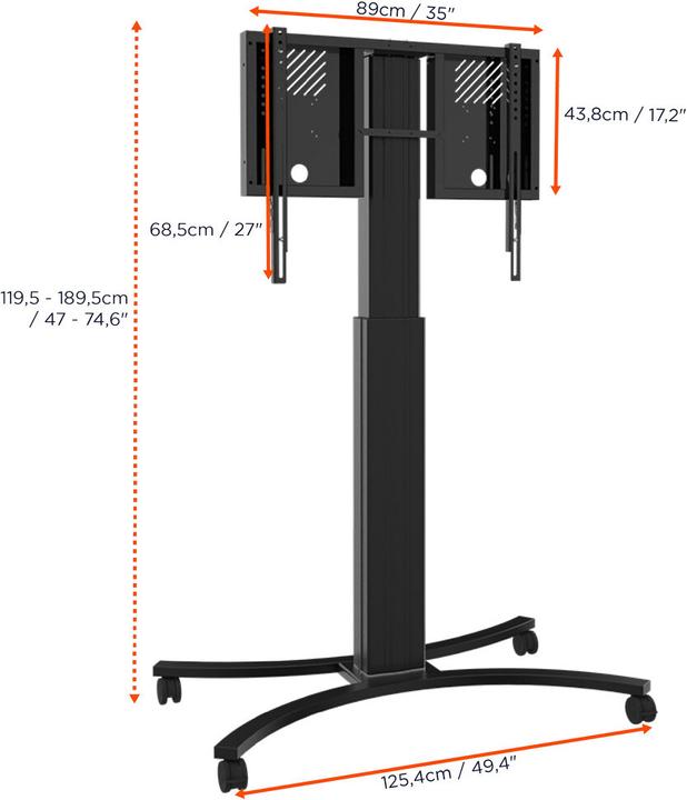 Actual product image Celexon Expert electric height adjustable display trolley Adjust-4286MB - 70cm (136 kg, 42" - 86")