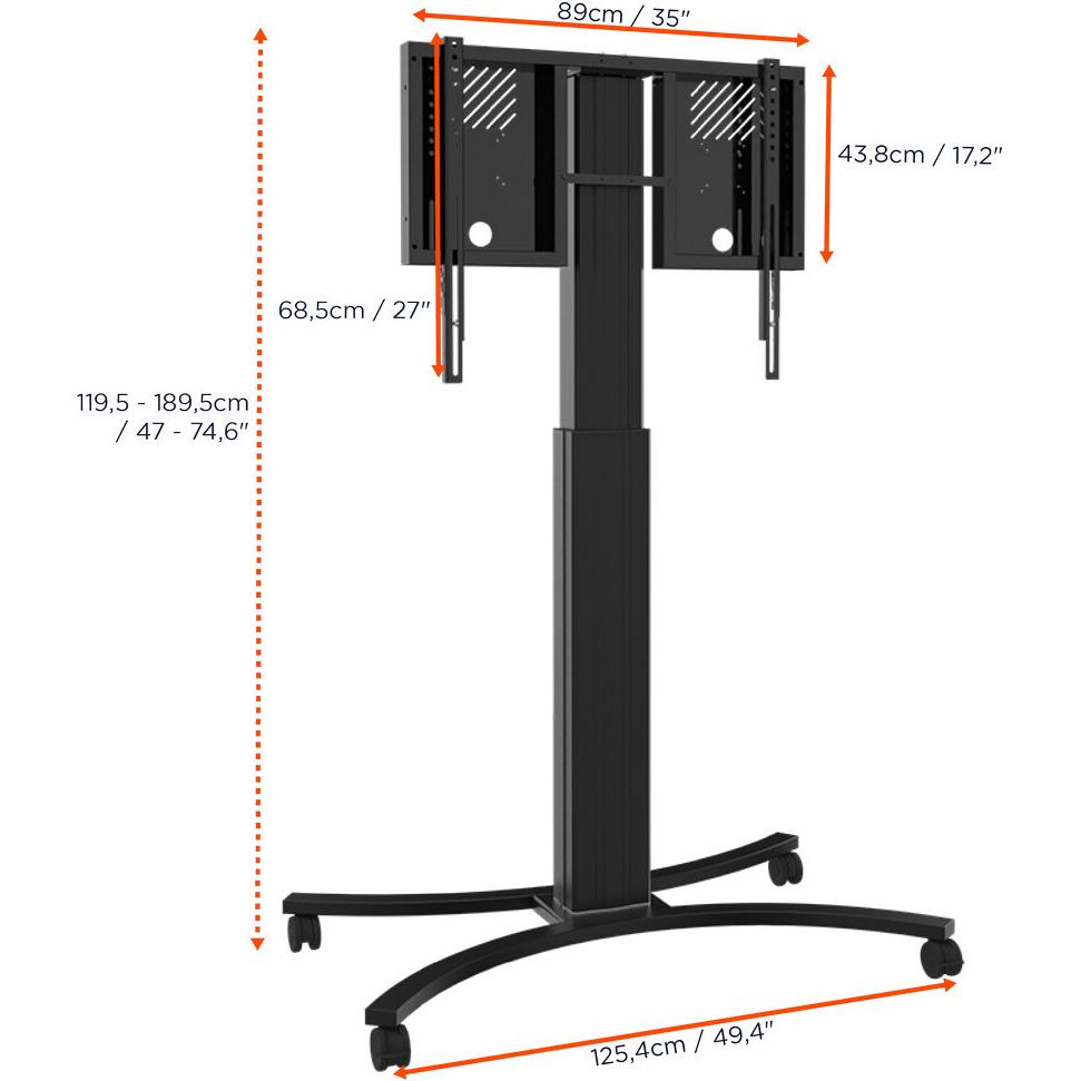 Thumbnail - Celexon Expert elektrisch höhenverstellbarer Display Rollwagen Adjust-4286MB - 70cm (86", 136 kg), TV Ständer, Schwarz
