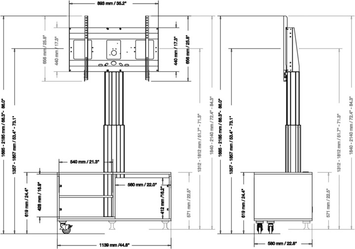 Immagine prodotto Celexon Carrello espositivo elettrico Expert regolabile in altezza Adjust-4286MS con armadio e connettore (86", 136 kg)