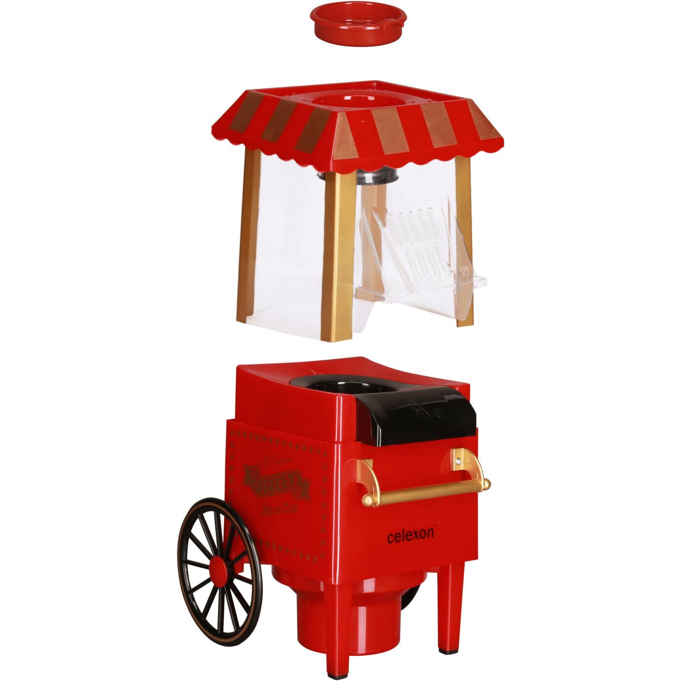 Thumbnail - Celexon CinePop CP500 Popcornmaschine im Retrolook Kirmesdesign inkl. Messbecher zur Dosierung, Fun Kitchen, Rot