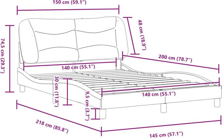 Immagine prodotto vidaXL Giroletto con testiera in tessuto (140 x 200 cm)