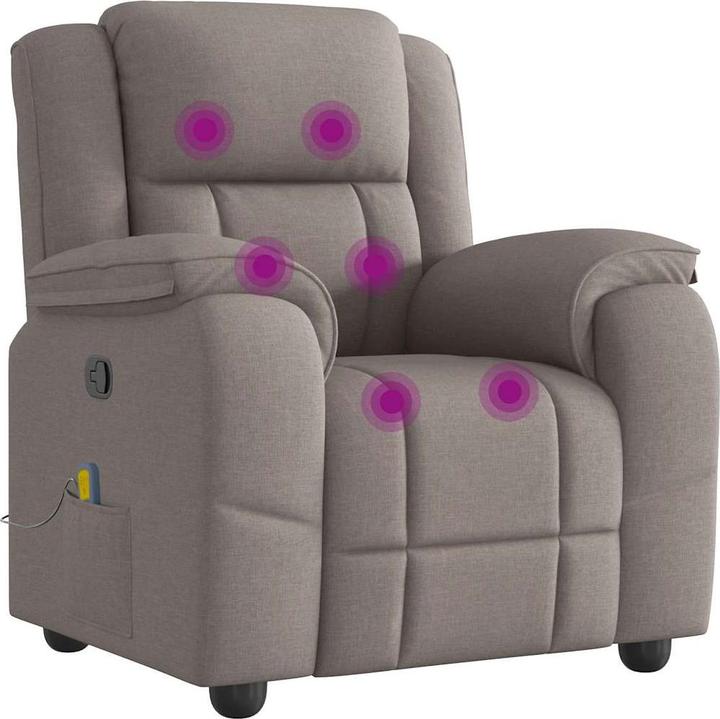 Immagine prodotto vidaXL Poltrona massaggiante Tessuto Taupe Poltrona TV massaggiante Poltrona con funzione massaggio