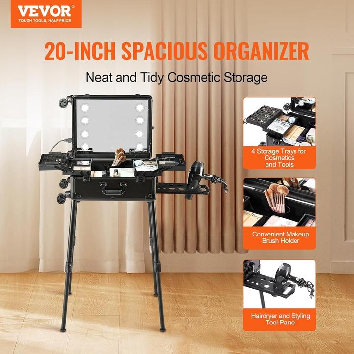 Actual product image Vevor Rolling Makeup Case Trolley
