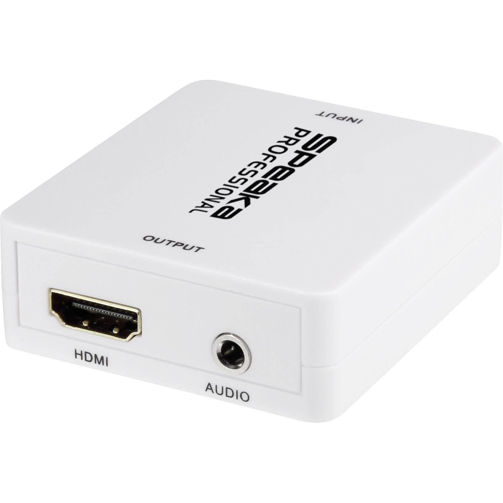 SpeaKa Professional Estrattore audio HDMI con uscita jack e audio cinch (R/L), Switch box