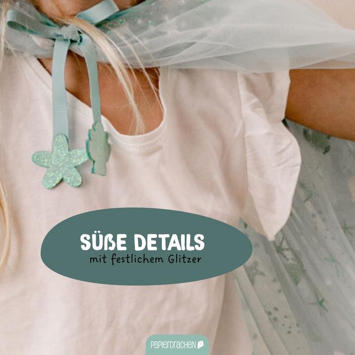 Produktbild Papierdrachen Tüll Cape mit Glitzer – mint
