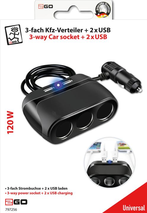 Produktbild 2GO 3-Fach Kfz-Verteiler