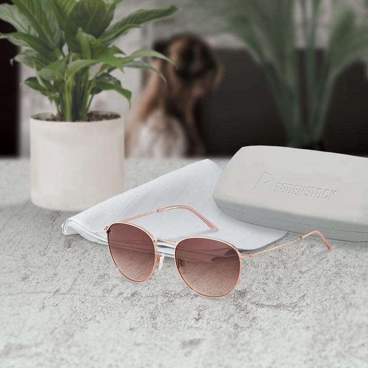 Actual product image Rodenstock Retro Classic Round Unisex Sunglasses with Stainless Steel Frame