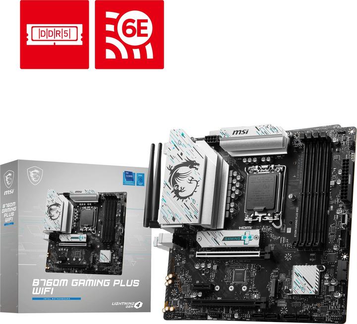 Productafbeelding MSI MAG Gaming Plus Wifi B760,S1700,mATX,DDR5 (LGA 1700, Intel B760, mATX)