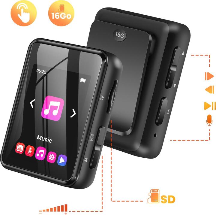 Actual product image Avizar MP3/MP4 Clip 16GB 2" Display mit Bluetooth (16 GB)
