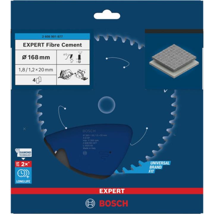 Productafbeelding Bosch Professional Zubehör Cirkelzaagblad Expert voor vezelcement 168 x 20 x 1,8/1,2 mm, T4