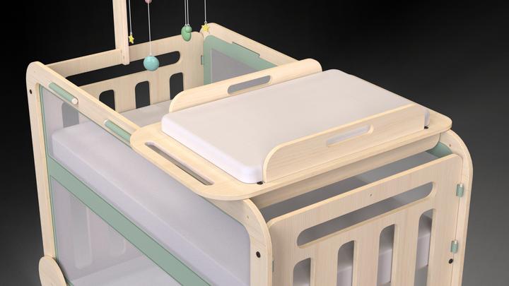 Actual product image MamaToyz Evolutionary cradle with MyCrib changing table