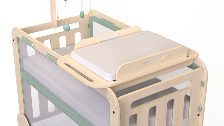 Image du produit MamaToyz Berceau évolutif avec table à langer MyCrib
