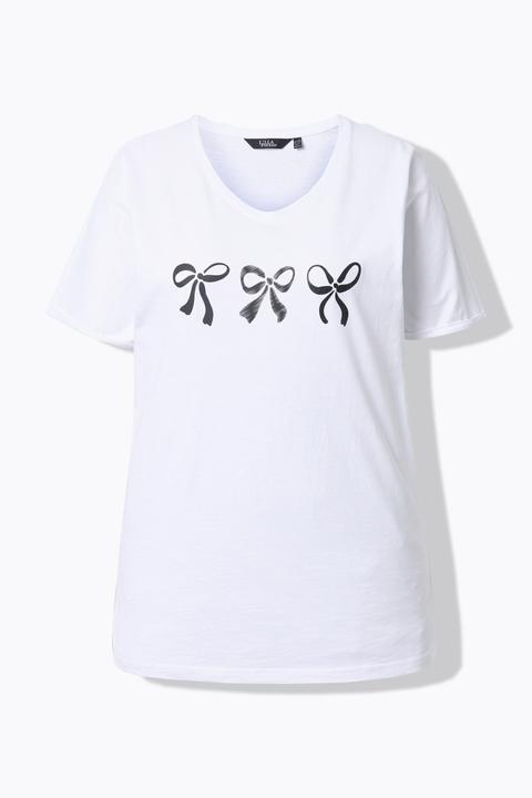 Actual product image Ulla Popken Bow Short Sleeve Graphic Tee (60)