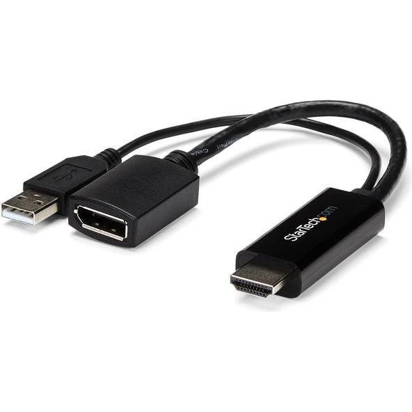 StarTech HDMI TO DP 1.2 ADAPTER - 4K (HDMI, USB, 25.50 cm), Data + Video Adapter, Schwarz