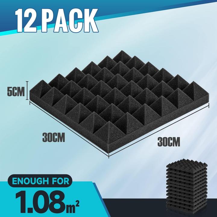 Produktbild Kuchoow Akustikschaumstoff Pyramiden, 12 Stück (12 Stk.)