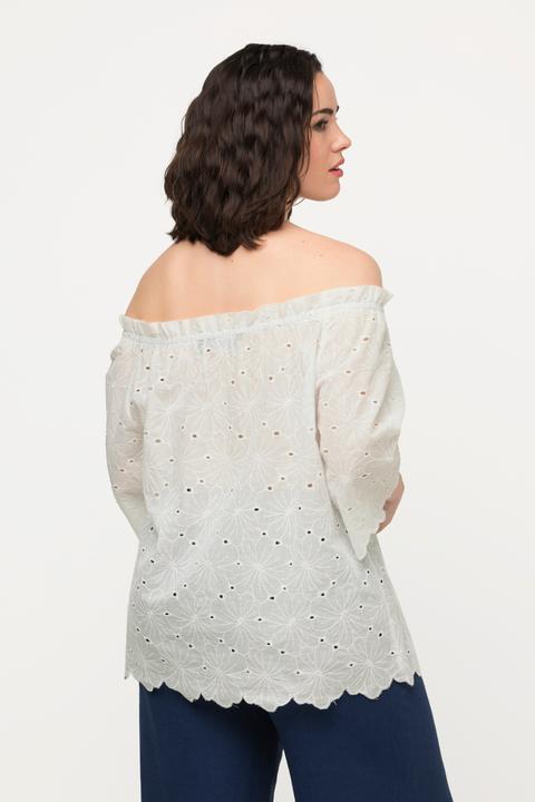 Produktbild Ulla Popken Carmenbluse, schulterfrei, A-Linie, Spitze, Halbarm (50, 52)