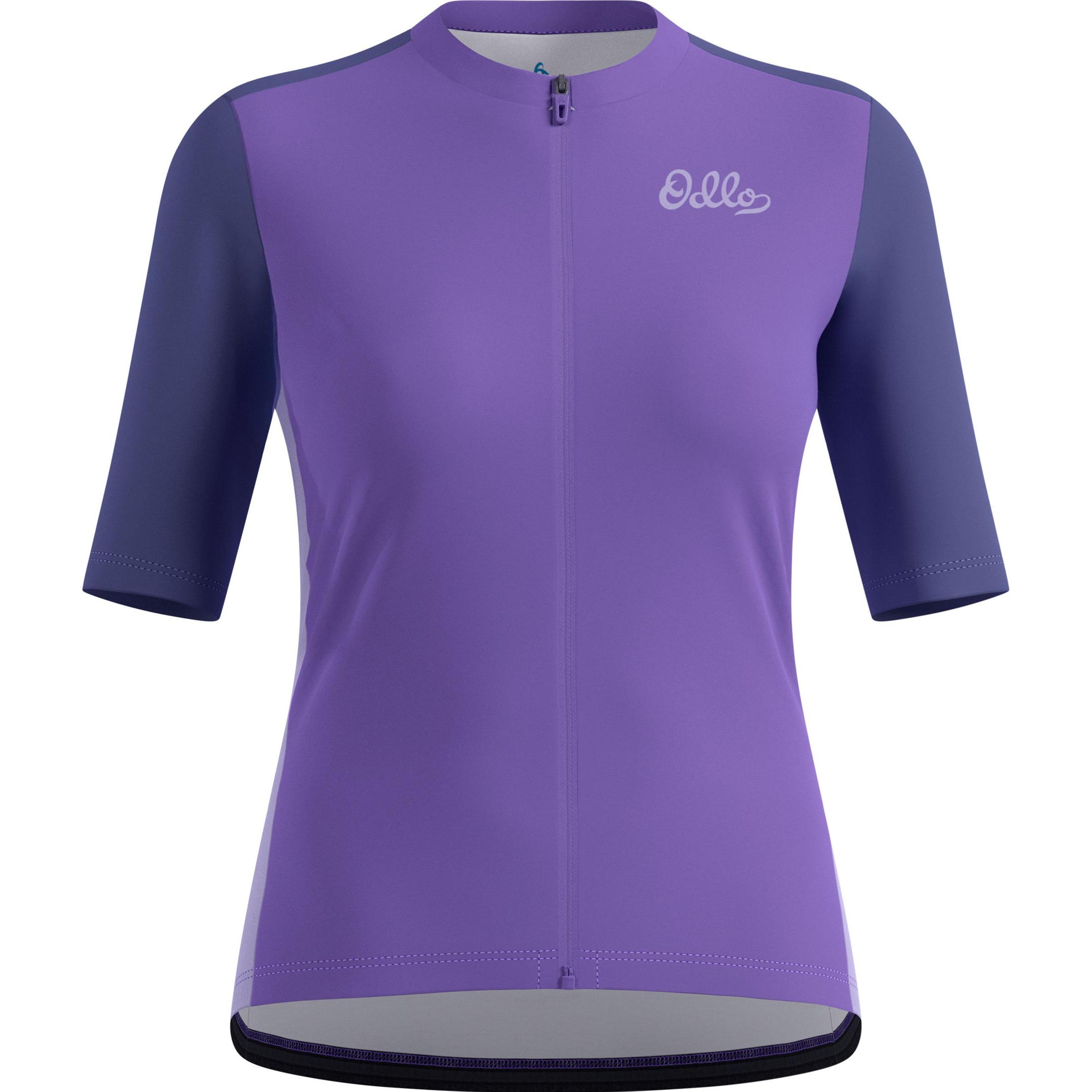 Odlo, Damen, Velotrikot, Women's Essential Heritage Print Shirt S/S FZ (L), Violett, L