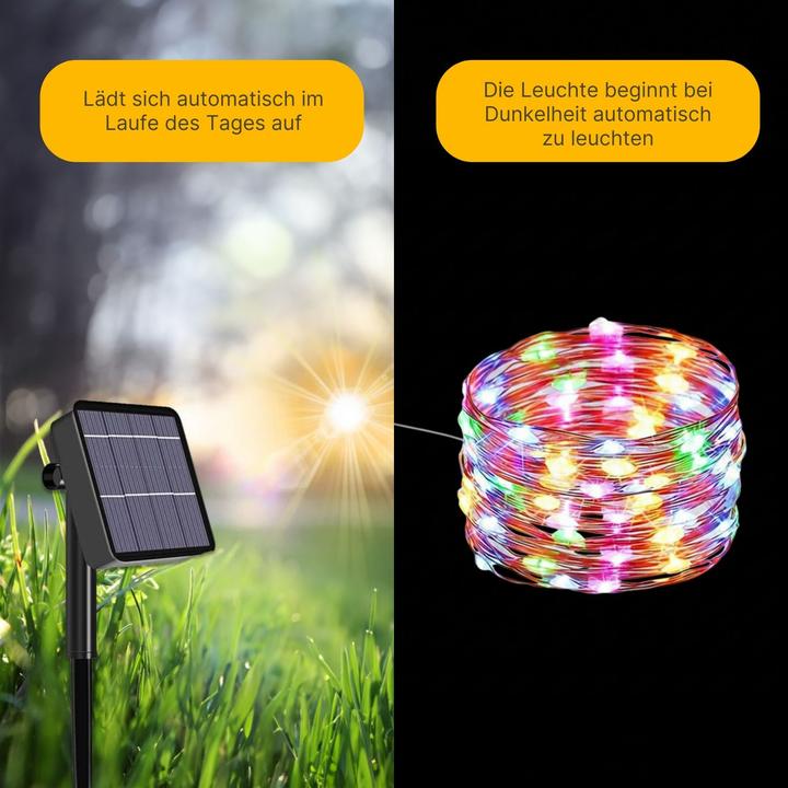 Produktbild Hermex 22m Gartenbeleuchtung Solar-Lichterkette Leuchtgirlande LED RGB (22 m)