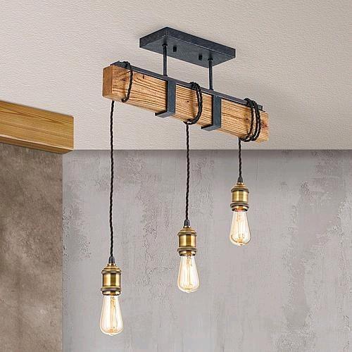 Actual product image Orion DL 76833 Vintage Wood Ceiling Light 3flg (E27)