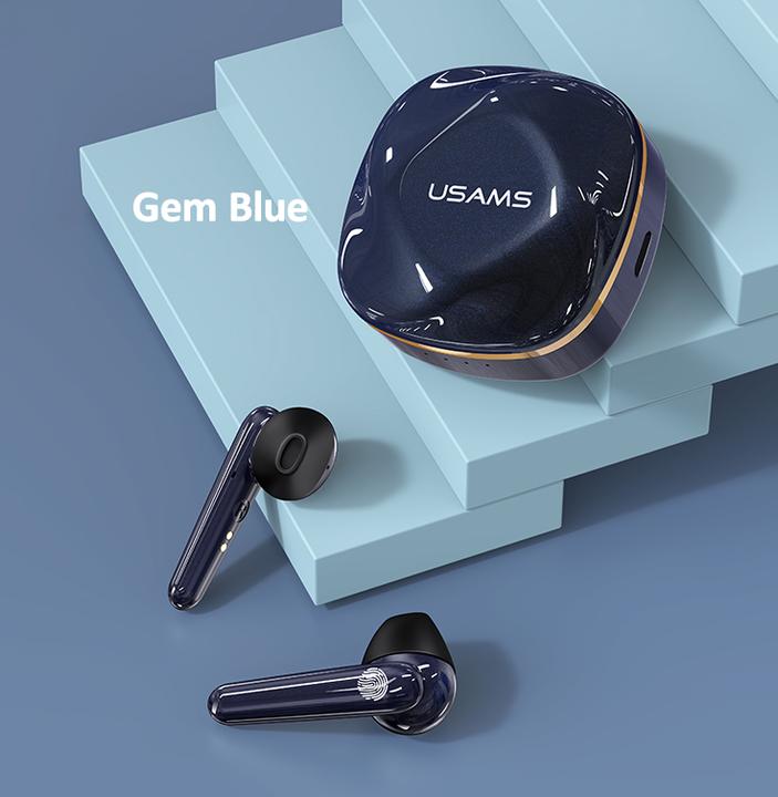 Actual product image Usams Słuchawki Bluetooth 5.0 TWS SD series bezprzewodowe niebieski/gem blue BHUSD02 (ANC, 4 h, Wireless)