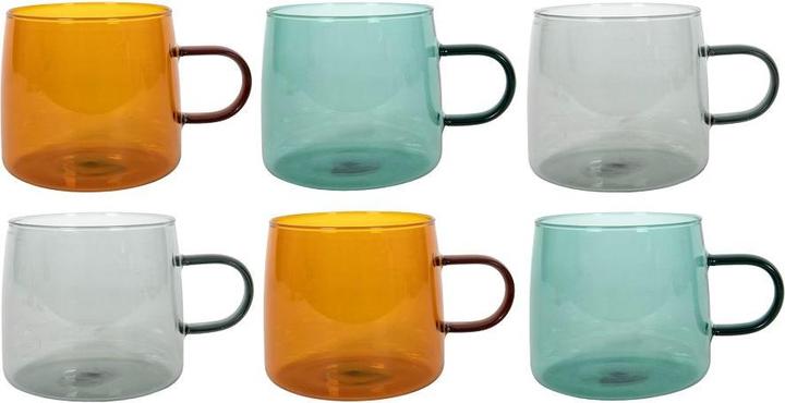 Tavola Becher aus farbigem Borosglas mit Henkel 500ml 6 Stk. (500 ml, 6 x)