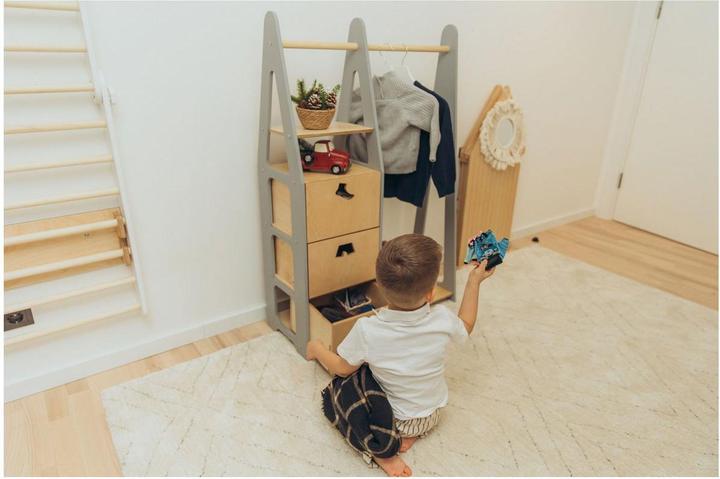 Produktbild Duck Woodworks Kindergarderobe Schubladen mit Kleiderform Griffen