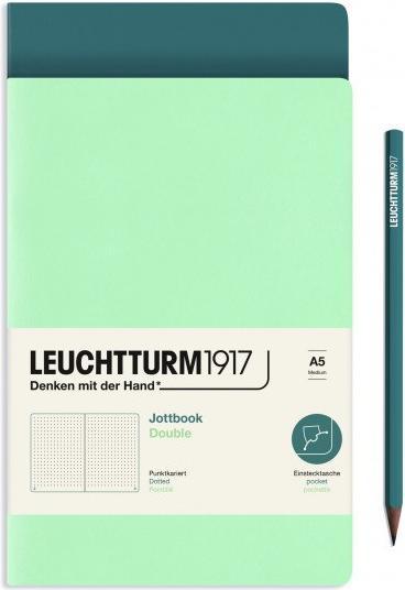 Leuchtturm1917 LEUCHTTURM JOTTB.DOTT.A5 MINT/BLUE 2er (A5, Gepunktet)