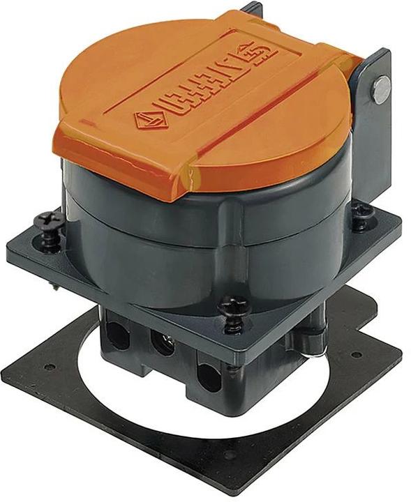 Produktbild Steffen Einbausteckdose T15 IP55 anthrazit Deckel orange