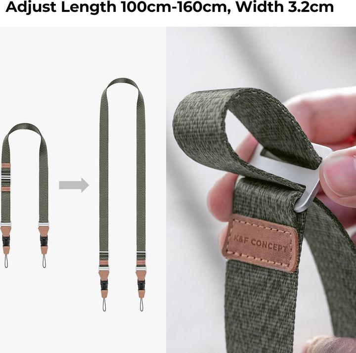 Actual product image K&F Concept 32mm WidthNeck Strap Urban Wander 01 (Green) (Neck belt)