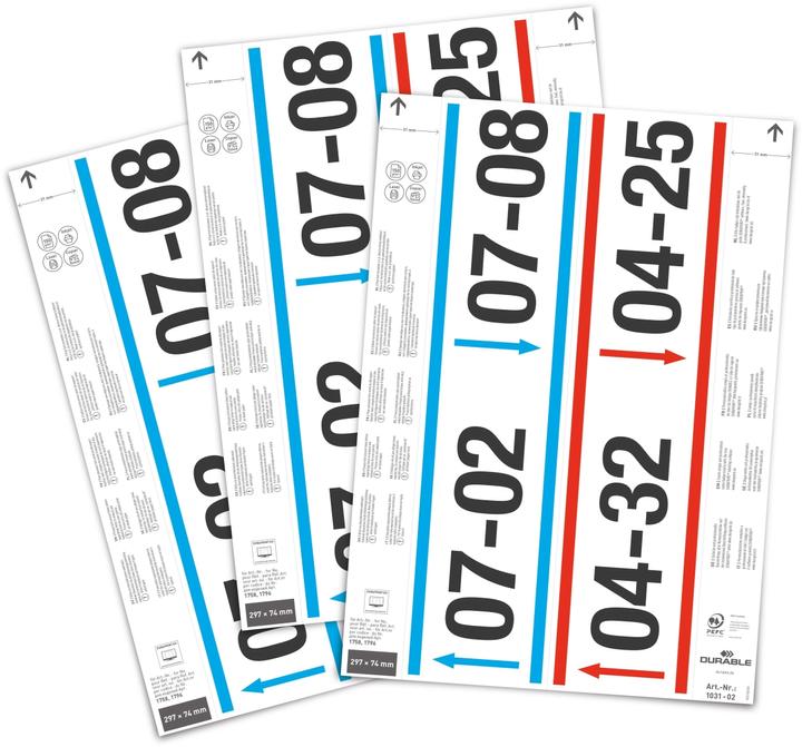 Nutritional values and ingredients Durable Insertable labels 297 x 74 mm for label pockets, 40 labels on A4 sheets, white, 103102