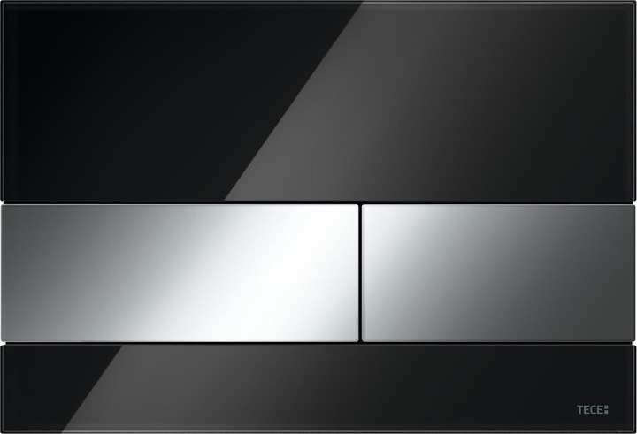 Produktbild TECE Square WC Betätigungsplatte Glas schwarz, Tasten Chrom glänzend