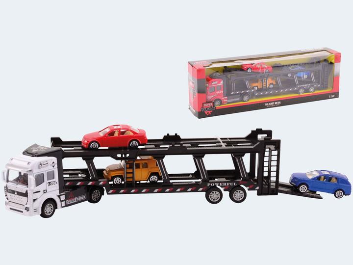 Johntoy Super Cars kindersleepwagen met 3 kleurrijke auto's