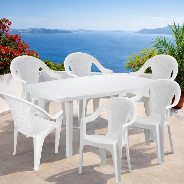 Actual product image Mojawo Sitzgarnitur Gartengarnitur 7-teilig Weiss