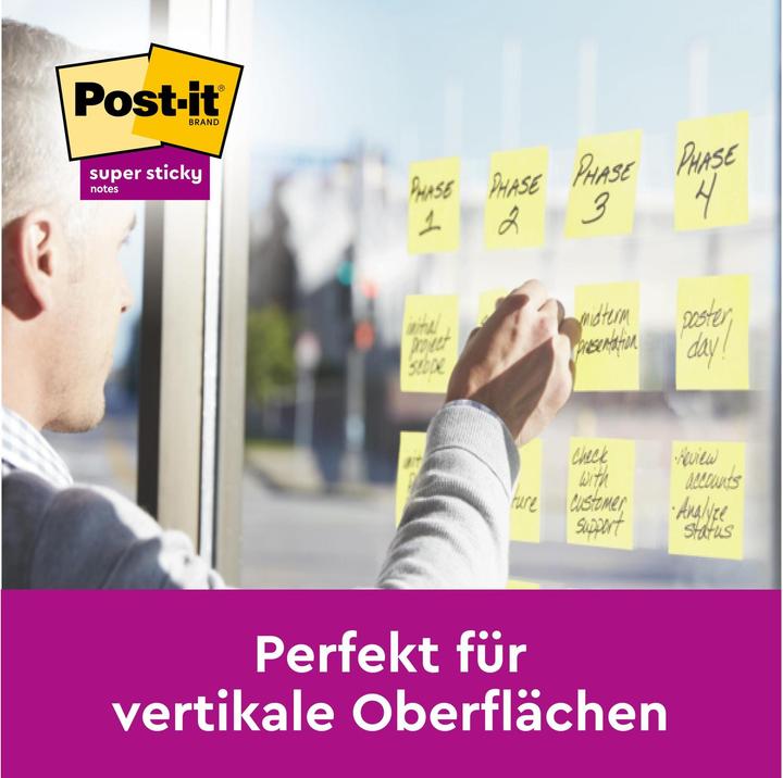 Produktbild Post-it Haftnotizwürfel Super Sticky 76x45x76 mm (BxHxT) gelb 270 Bl. (76 x 76 mm)