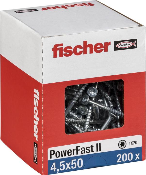 Actual product image Fischer Power-Fast II FPF II chipboard screw 4.5x50mm 200 pieces ( 670272 ) countersunk head with Torx tei (200 Screws per piece)