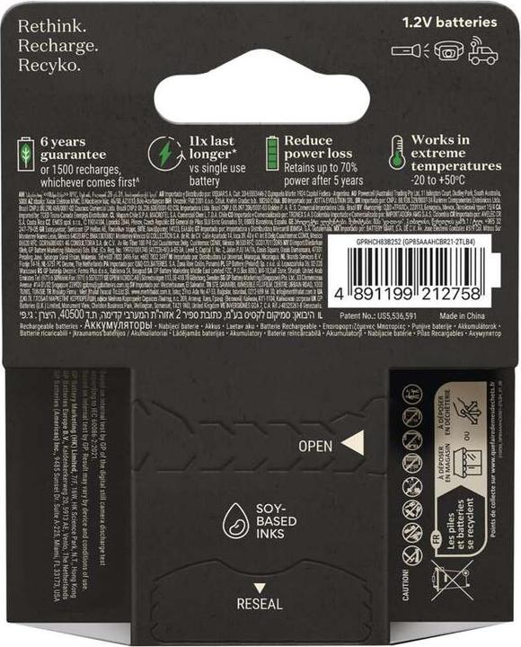 Produktbild GP Batteries GP Nab??jec?? bat. ReCyko Pro AAA (HR03) - 4ks (4 Stk., Gerätespezifisch, 800 mAh)