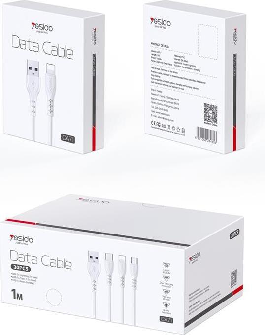 Image du produit Yesido Câble de charge USB-A vers Lightning (1 m, USB 2.0, 12 W)