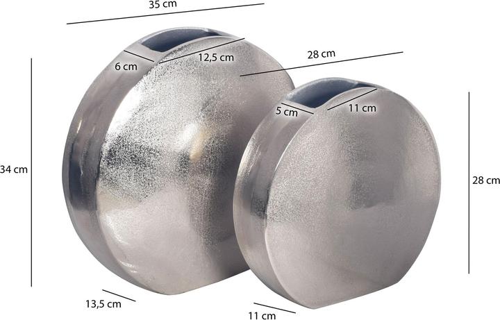 Produktbild FineBuy Vase 2er Set Blumenvase Aluminium Tischvase Dekovase Modern Rund (2x)