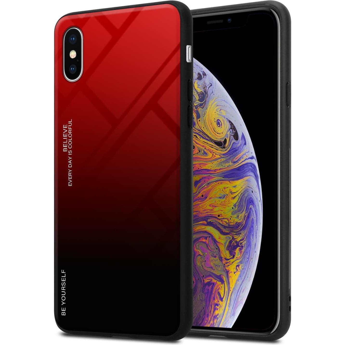 Cadorabo TPU 2 Farben Glas Cover (Apple iPhone XS Max), Smartphone Hülle, Schwarz