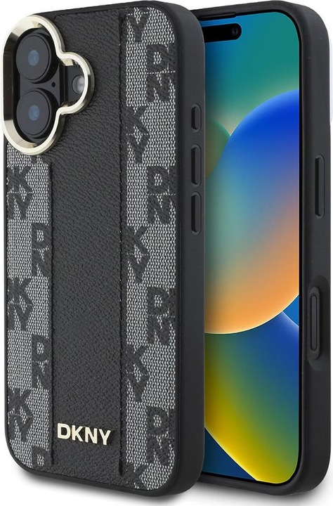 Immagine prodotto DKNY DKHMP16SPCPVSLK Custodia rigida per iPhone 16 6,1" in acciaio/nero con motivo a scacchi Magsafe (Apple iPhone 16)