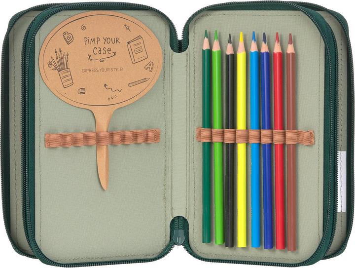 Produktbild Lässig Etui Triple Unique Ocean Dunkelgrün, befüllt