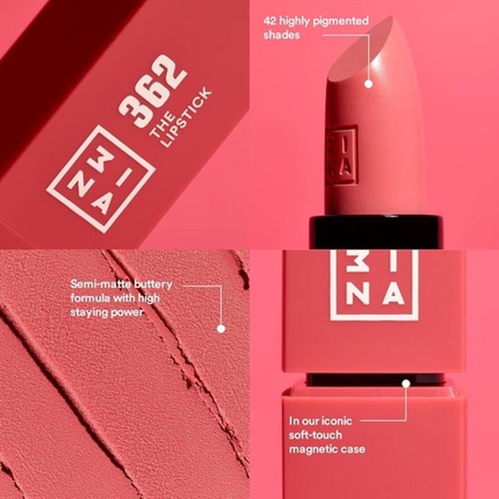 Immagine prodotto 3INA Makeup The Lipstick 503 Rossetto nudo con vitamina E e burro di karité Colore labbra a lunga durata (Tappetino rosa nudo)
