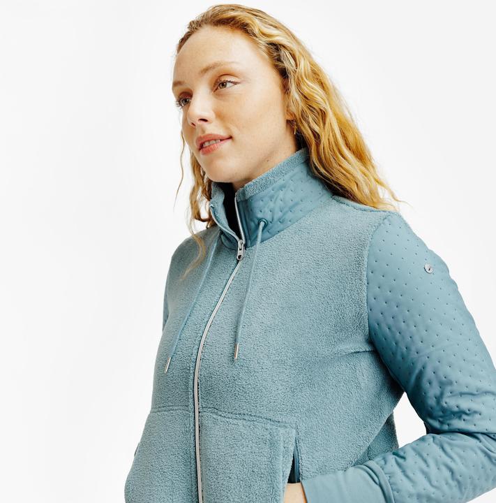 Image du produit Fouganza Sweat équitation zippé chaud femme - 500 vert cendré (XS)