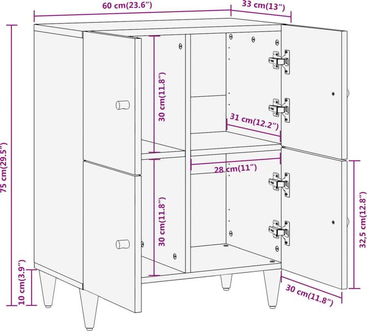 Image du produit vidaXL Armoire d'appoint (60 x 33 x 75 cm)