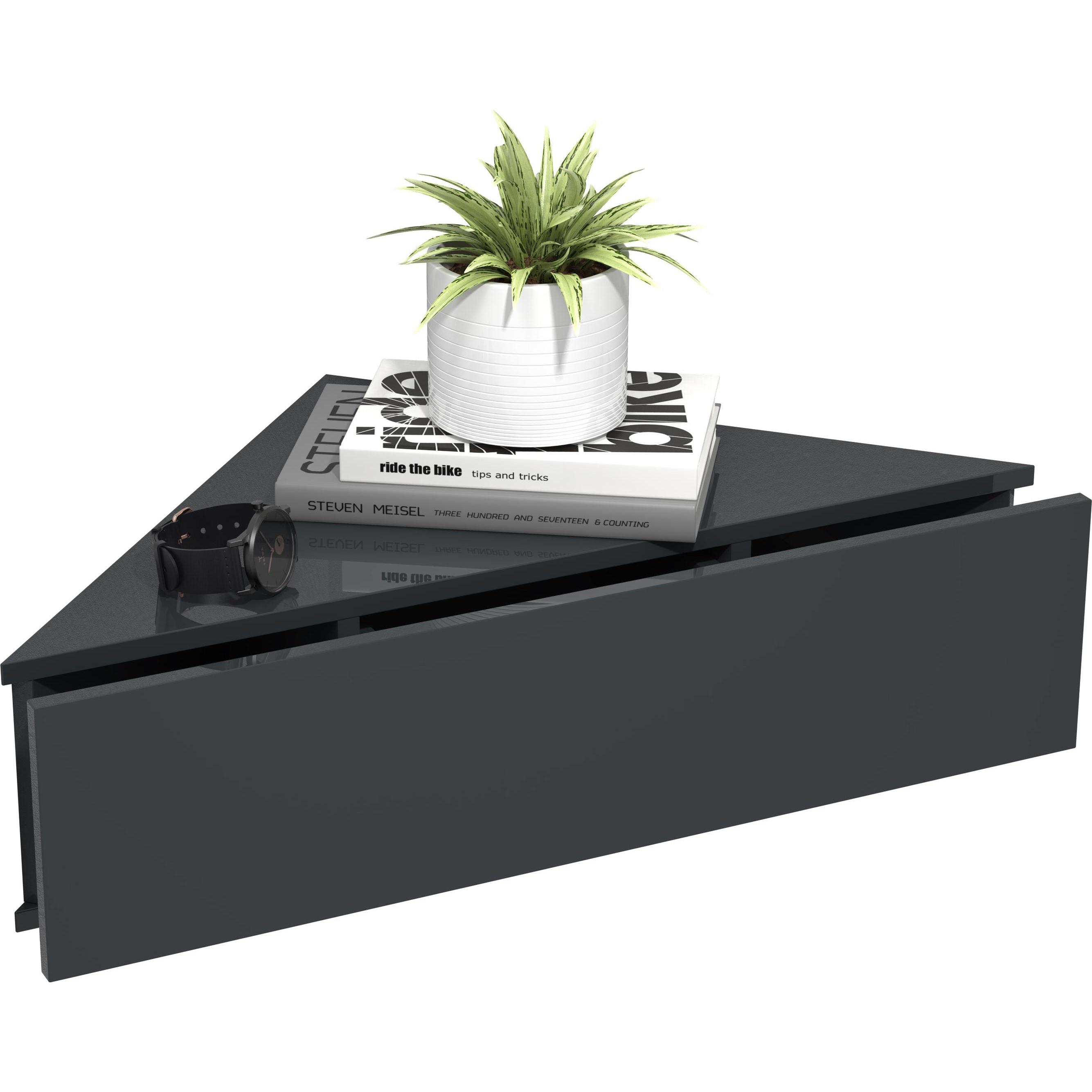 VCM, Nachttisch, Holz Wandschublade Nachtschrank Wandboard Eckregal Schublade Konsole Nachttisch Usal S (60 x 43 x 15 cm...